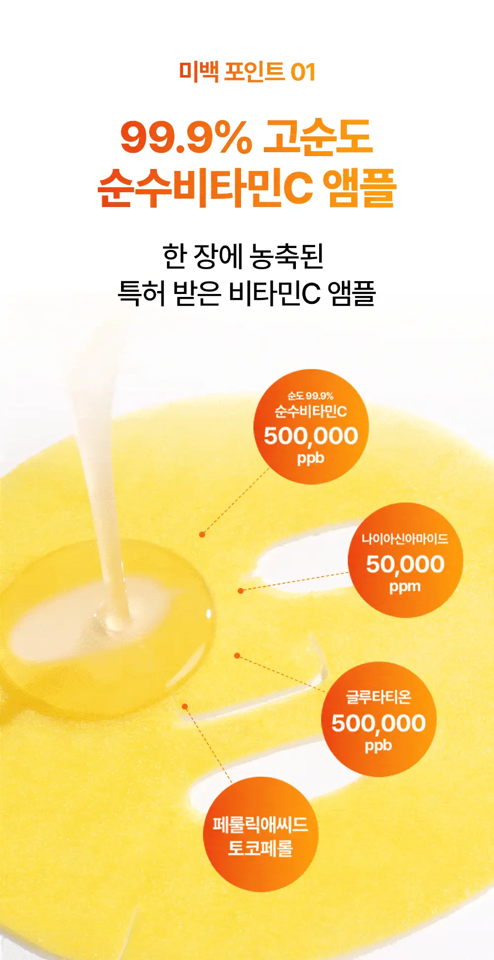 [고순도비타민/미백] 마미케어 오쏘타민 비타민씨 앰플 마스크 7매입 상세페이지 7